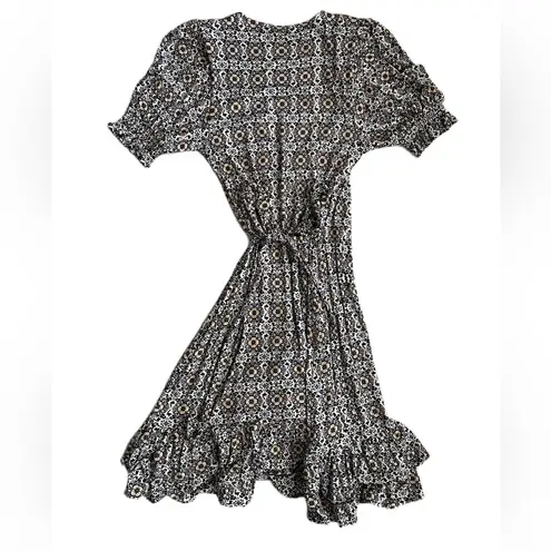 Boden Dress Women's Black Opulent Pome Ruffle Wrap Jersey Mini 4R Size undefined