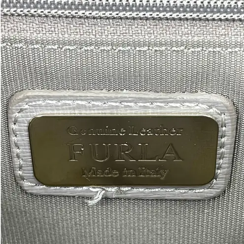 Furla Ginevra Leather Mini Crossbody Bag Sabbia Beige Gray Gold Chain