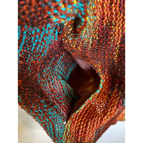 Vintage Narda Hand Dyed Hand Woven Ikat Cardigan Long Sleeve EUC Sz XL 1 Button Red