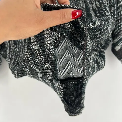 Lumiere Size S Multicolor Lightweight Open Knit Ribbed Hem Batwing Sweater White