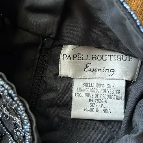 Vintage Elegant Black and Silver Women's Top formal sleeveless evening wear Size L