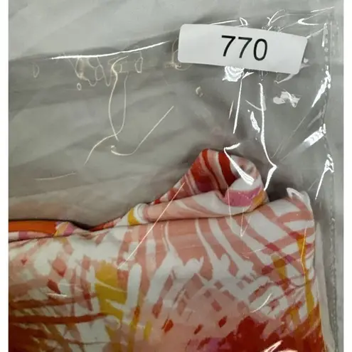 Ruby Rd . Tropical Print Top Women's S Sequin Accent Tunic Orange Yellow Pink