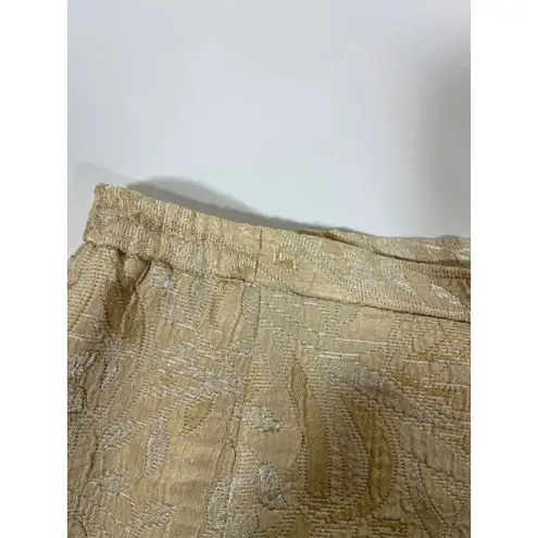 Perceptions Petite Womens Shimmer Paisley Brocade Skirt Suit Jacket Set Gold 10P