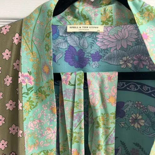 Spell ocean renew patchwork robe kimono Blue Size undefined