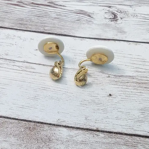 Vintage Clip On Earrings Off White Just Over 0.5"