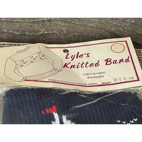 Vtg Knitted Sweater Band Acrylic Lyle's Made in USA Red White Blue Sail Boats Size undefined