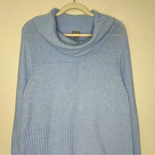 Chico's Chico’s Women’s Size Large Blue Cowl-Neck Mixed Stitch Sweater