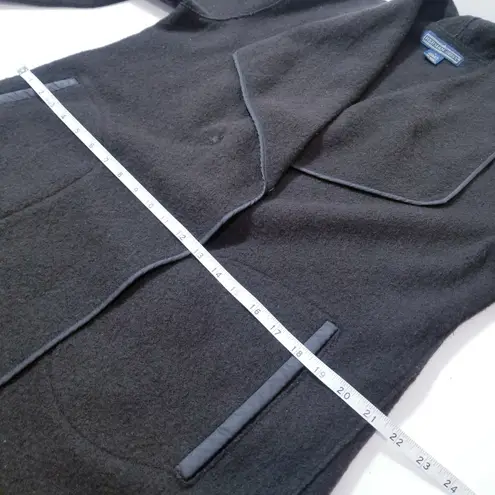 Herman Geist Vintage 100% Wool Brown Fleece Midi Jacket side Pockets