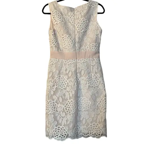 Luxology | White Floral Lace/Blush Pink Fitted Cocktail Dress sz 10