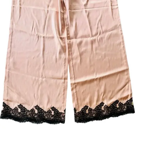 Agent Provocateur Amelea Pajama Pant Size 2 Silk Pink Black Lace Lingerie NEW