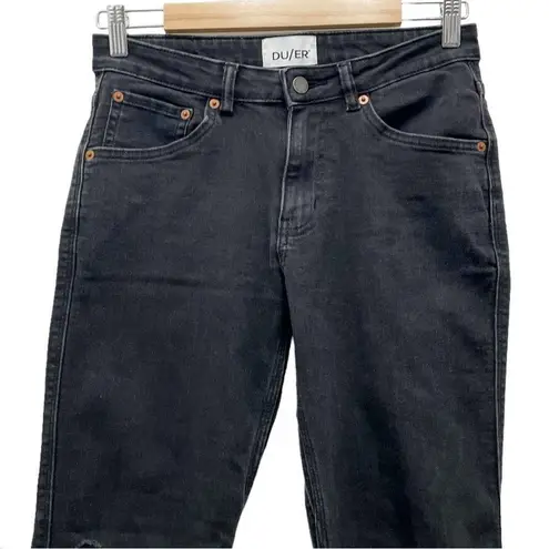 DU/ER DUER Performance Denim Straight Mid Jeans Aged Black Distressed Size 27