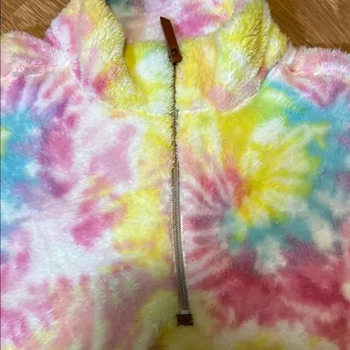 Vibrant Pink and Yellow Hoodie Sweatshirt Sherpa 1/4 zip new size XXL