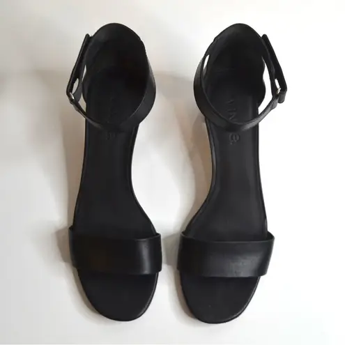 Vince  Rita Ankle Strap Sandals Block Heel Black Italian Leather Women's 7.5