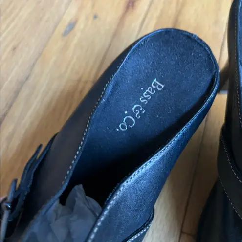 G.H. Bass &Co. Vintage Y2K Bass & Co. Black Leather Kitten Heel Mules with buckle size 9.5