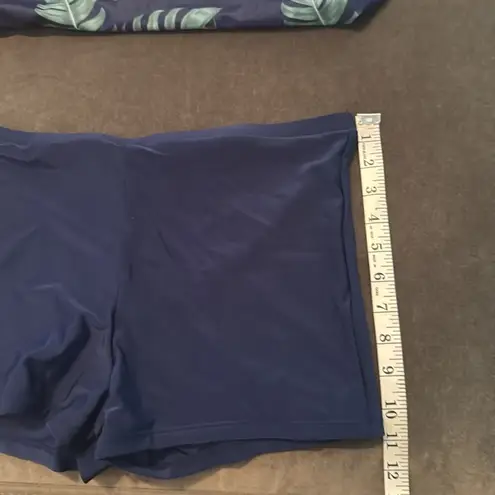 Women’s Navy Floral Tankini Two Piece Swimsuit Boy Short Bottoms Size 8 NEW Blue