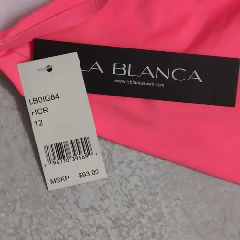 La Blanca NWT Women's Island Goddess Halter Tankini Top Coral Reef V-Neck 12