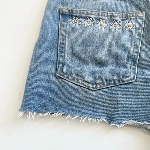 Reformation  Charlie flower embroidered denim shorts