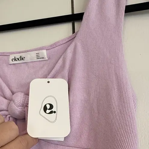 Elodie Lilac Ribbed Knit Bow Front Tank Bodysuit Women's Medium