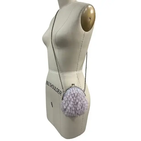 La Regale VTG 80s Ltd Pale Purple Teardrop Fringe Silver Convertible Purse