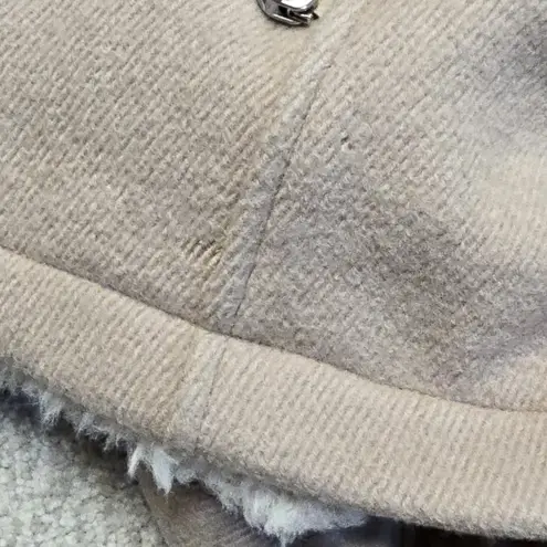 Wilfred Free Aritzia Shearling Lined Wool Coat XS Beige Zip Jacket Menchi Fabric