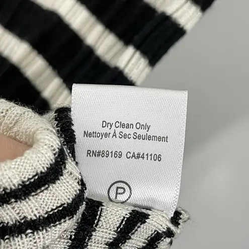 Atmosphere NWT ATM Anthony Thomas Melillo Stripe Silk Cashmere Sweater LARGE Ivory Black SS