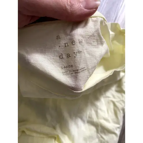 A New Day Butter Yellow Ribbon Tie Large Crop Tee Cotton Cozy Layering Quiet Luxury Retro