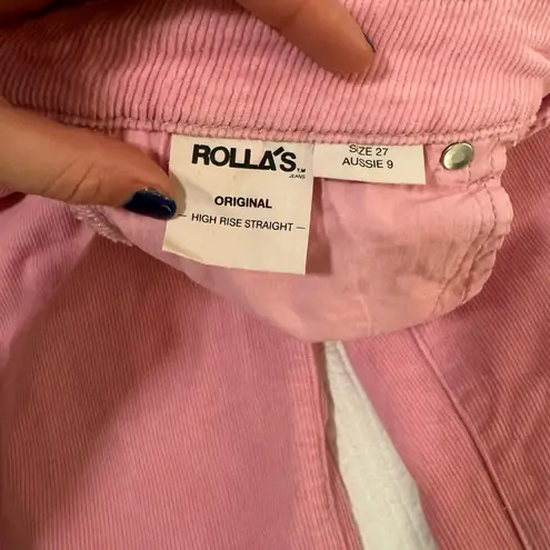 Rolla's ROLLA’S pink corduroy original high rise straight jean