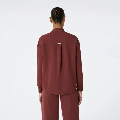 FIGS  Rafaela Oversized Longsleeve Scrub Top in Walnut, Size X-Small thumbnail 7