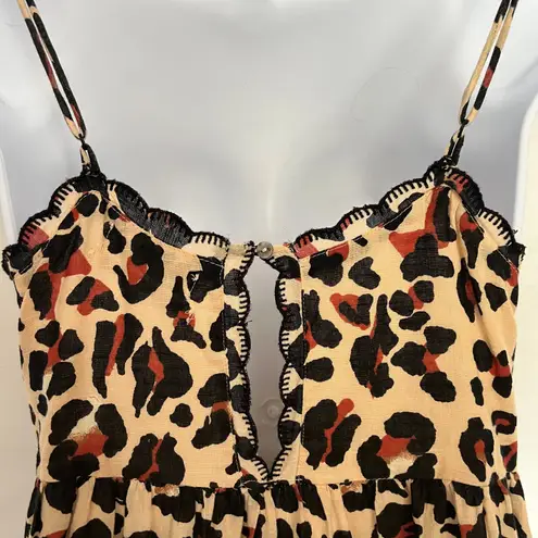 Urban Outfitters  Leopard Babydoll  Mini Dress XS Y2K Coquette Indie Festival Tan
