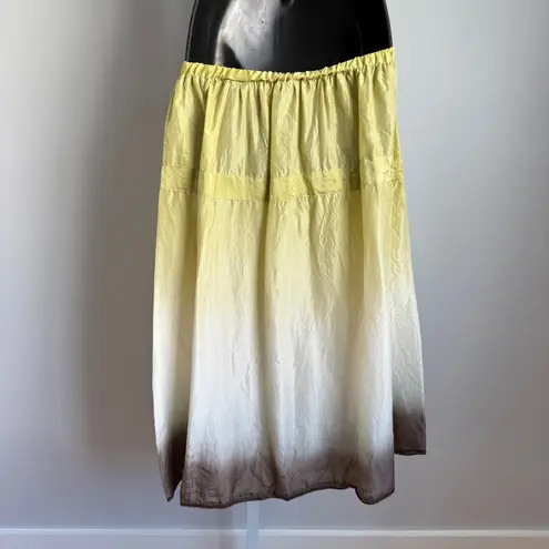 VTG Rafadela Midi Skirt 100% Silk Size 10 Yellow Fairy cottage Y2K Ombre Tiered