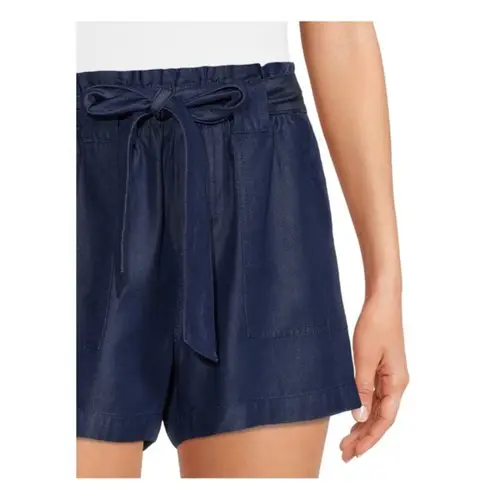 Time and Tru Womens XS Dark Wash Navy Blue Paperbag Tencel Shorts NWT