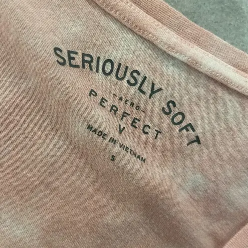 Aero Size S Seriously Soft Perfect V Link Gray Tie Dye Long Sleeve Tee Shirt