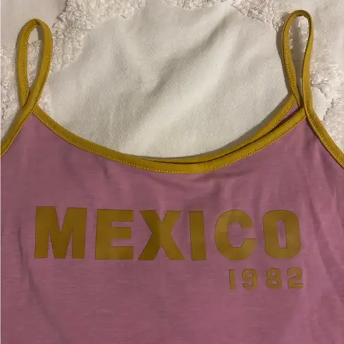 Pink Cami Tank with Yellow Hem Size M