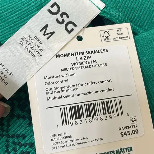 DSG Momentum Seamless 1/4 Zip size Medium Green