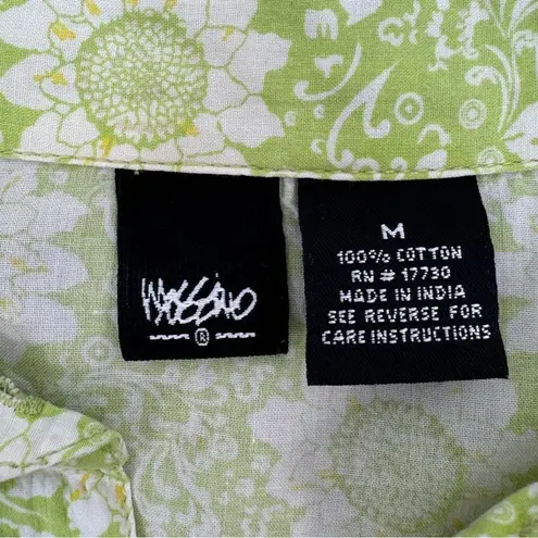 Mossimo Vintage Retro Floral Print Popover Shirt Green Medium Green