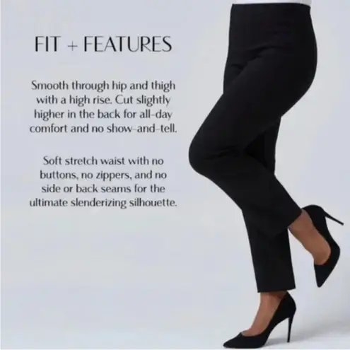 Franne Golde Classic Magic Slim Straight Leg Black Pants Size 12