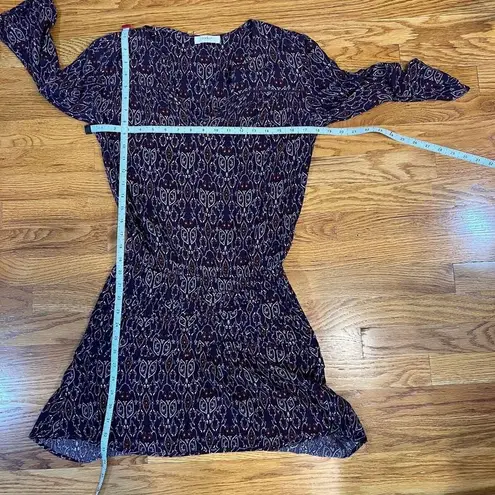 Ba&sh Georgia Dress Size 1 Small Purple Ikat Print Viscose Boho Ruffle Hem