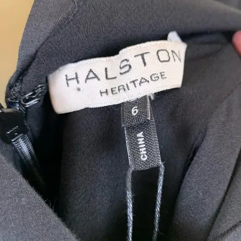 Halston Heritage Halston Women’s Size 6 Black Silk Fit & Flare V-Neck Back Cutout Dress NWT