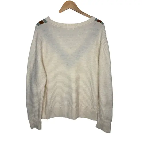 Spartina 449 Cream V Neck Pullover Stripe Cashmere Blend Sweater Women Size XXL