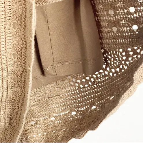 appleseed's APPLESEED’S Tan Open Knit Tunic Top With Matching Tank Top, Size Small