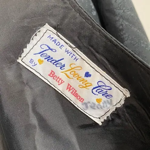 Vintage Handmade Black Floral Drop Waist Midi Dress Black