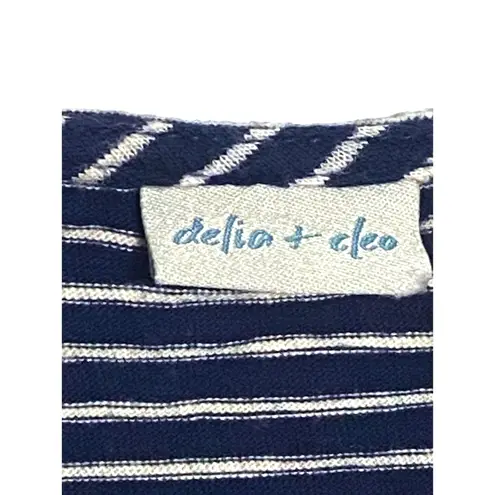 Delia + Cleo Maxi Shirt Dress Womens M Nautical Coastal Sailor Striped Preppy Blue Size M