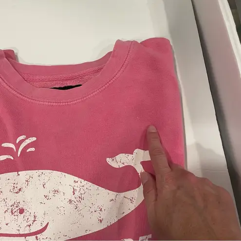 Cute pink whale Rockport sweatshirt vintage look quality slouchy soft Size L