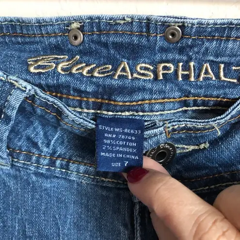 Blue Asphalt Distressed Patchwork Skinny Jeans