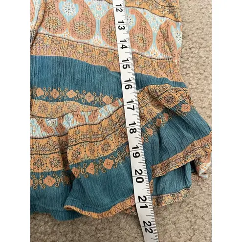 Dharma Floral Farm Rustic Fairy Peasant Top Size m/L Boho Whimsical Orange Green Size M