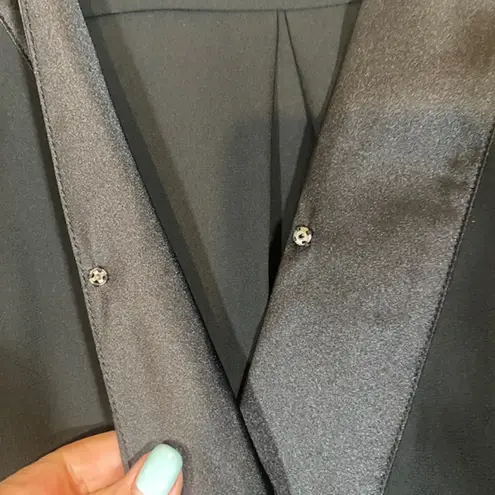 Chelsea28 Black Sleeveless V-Neck Tuxedo Wrap Style Formal Blouse Women Sz S