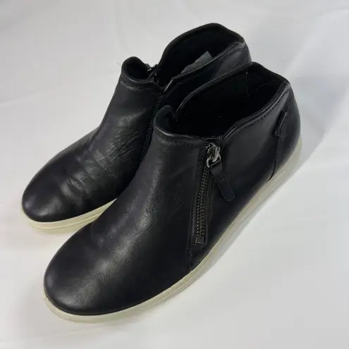 Ecco Soft 7 Leather Zip Ankle Boots Women's 8 Black Comfort Sneaker Sole EU39