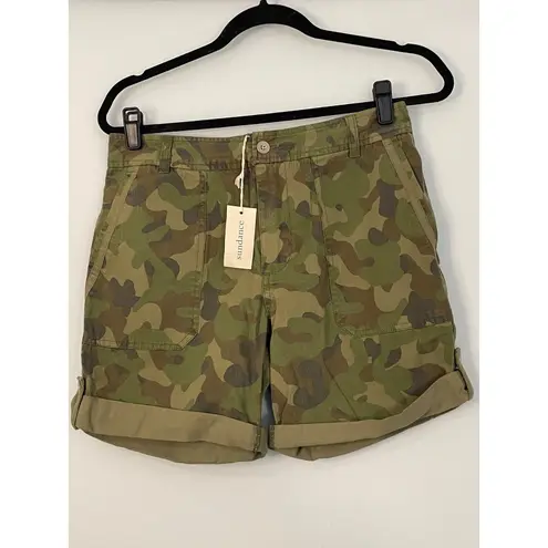 Sundance Women's Camouflage Cargo Shorts Size 4 Cuffed Utility Pocket Rolled Hem