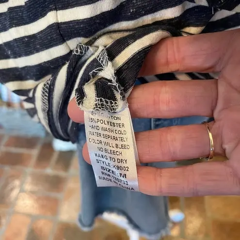 Umgee  v-neck striped drawstring drop waist, drop shoulder top.​ thumbnail 8