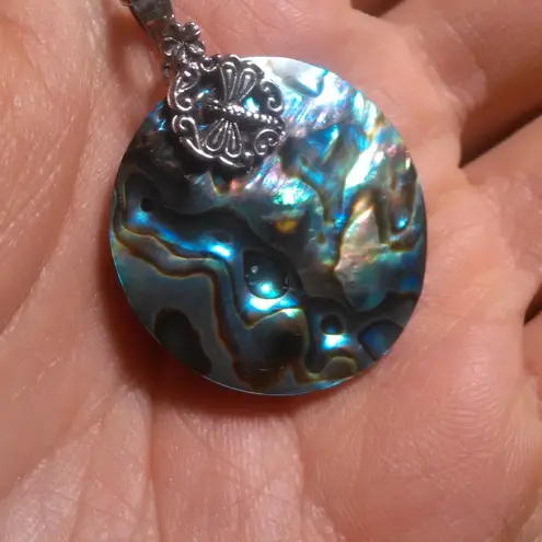 Abalone Shell Sterling Silver Dragonfly Pendant Stainless Steel Necklace